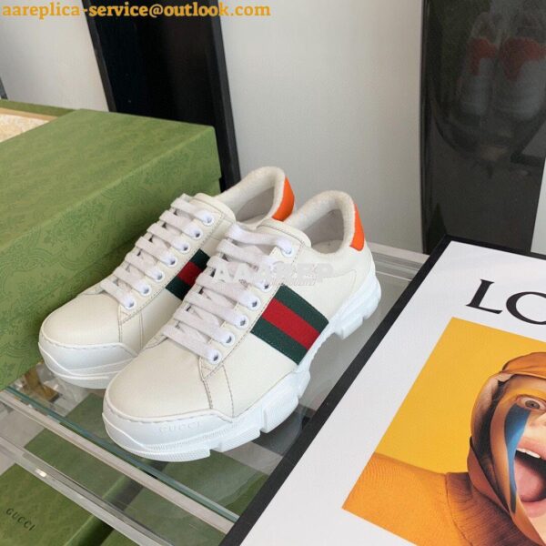 Replica Gucci Sneaker with Web 624701 Orange 5