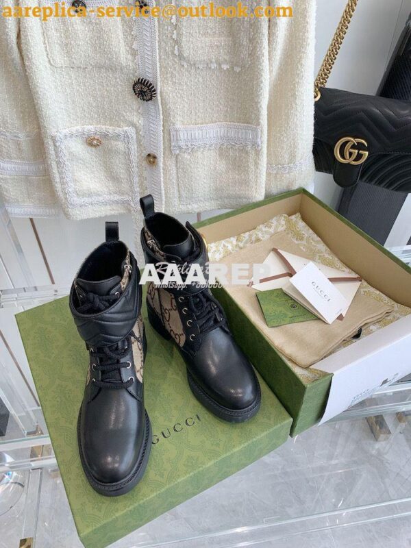 Replica Gucci Women's Ankle Boot With Double G 678984 Beige Black 6