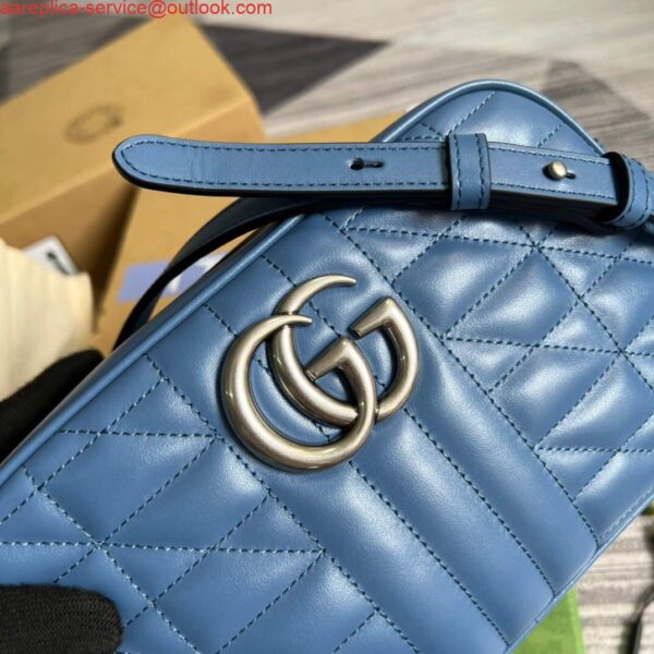 Replica Gucci 447632 GG Marmont Matelassé Shoulder Bag Blue 6