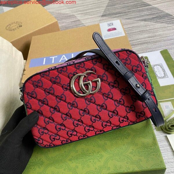 Replica Gucci 447632 GG Marmont Multicolor Small Shoulder bag Red and Green 7