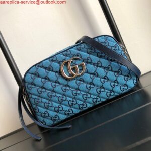 Replica Gucci 447632 GG Marmont Multicolour Small Shoulder Bag Blue