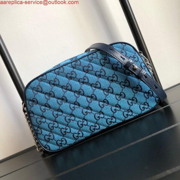 Replica Gucci 447632 GG Marmont Multicolour Small Shoulder Bag Blue 4