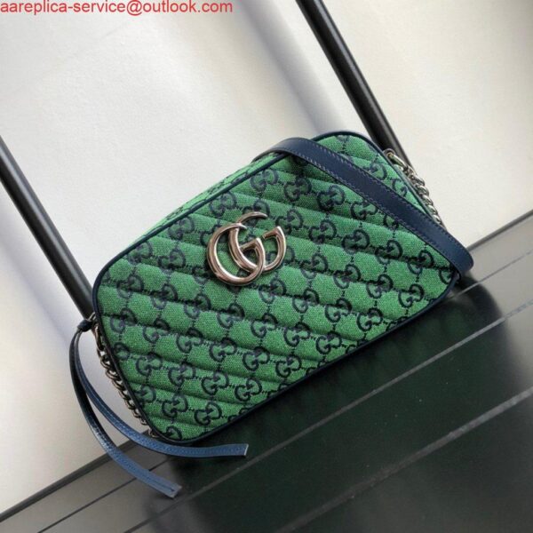 Replica Gucci 447632 GG Marmont Multicolour Small Shoulder Bag Green 3