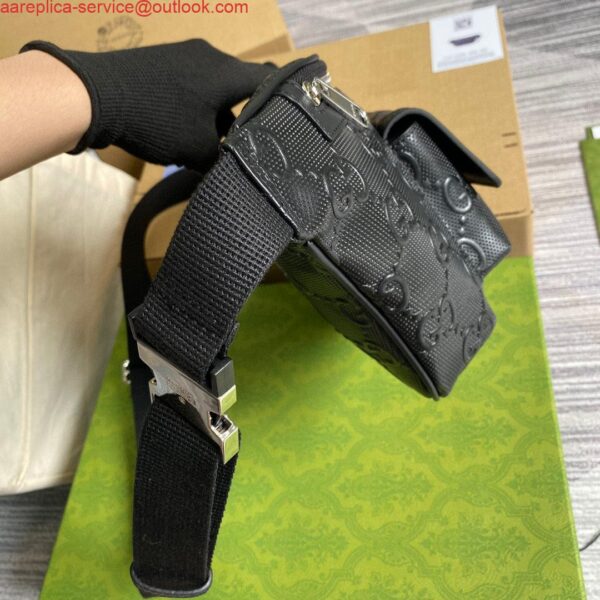 Replica Gucci ‎645093 GG embossed belt bag Black GG embossed leather 3