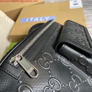 Replica Gucci ‎645093 GG embossed belt bag Black GG embossed leather 2