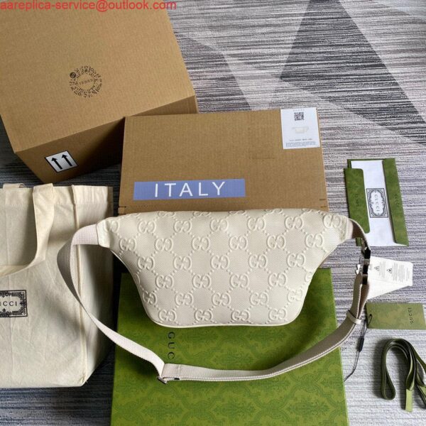 Replica Gucci ‎645093 GG embossed belt bag White GG embossed leather 4