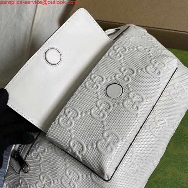 Replica Gucci ‎645093 GG embossed belt bag White GG embossed leather 6