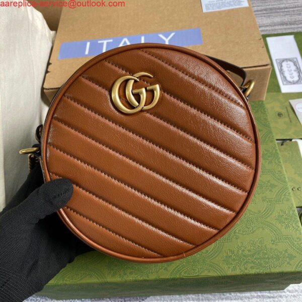 Replica Gucci 550154 GG Marmont Mini Round Shoulder Bag Brown 6