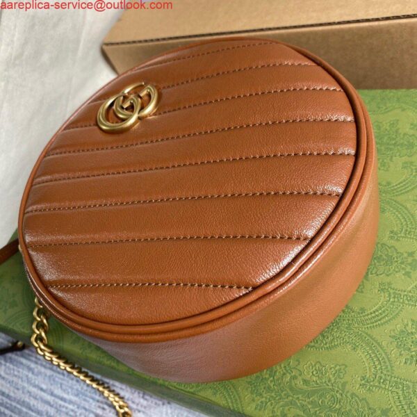 Replica Gucci 550154 GG Marmont Mini Round Shoulder Bag Brown 7