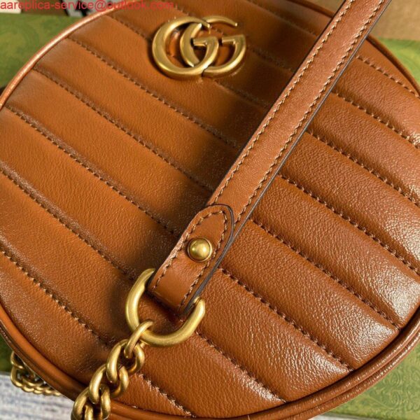 Replica Gucci 550154 GG Marmont Mini Round Shoulder Bag Brown 9