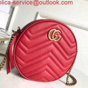 Replica Gucci 550154 GG Marmont Mini Round Shoulder Bag Red