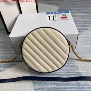 Replica Gucci 550154 GG Marmont Mini Round Shoulder Bag White