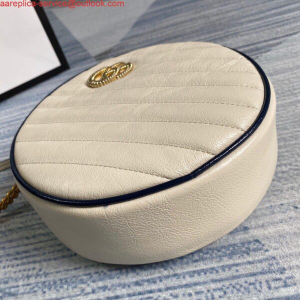 Replica Gucci 550154 GG Marmont Mini Round Shoulder Bag White 5