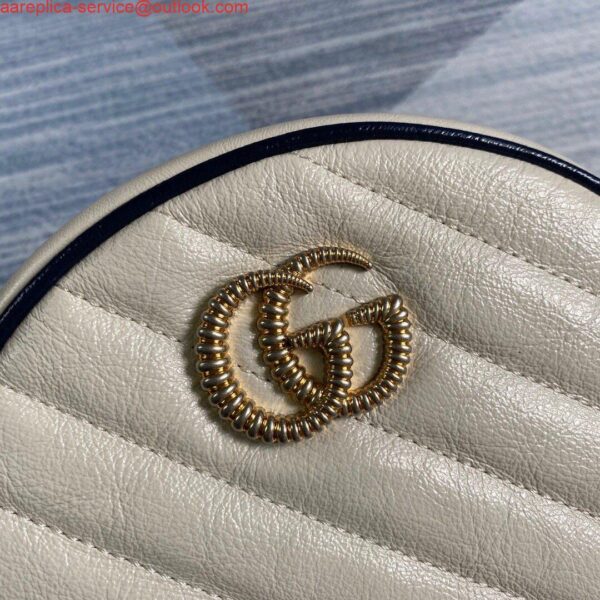 Replica Gucci 550154 GG Marmont Mini Round Shoulder Bag White 6