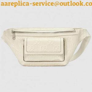 Replica Replica Gucci Belt Bag In White GG Embossed Perforated Leather