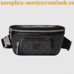 Replica Replica Gucci Black GG Supreme Belt Bag with Interlocking G