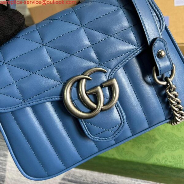 Replica Gucci 583571 GG Marmont mini top handle bag Blue 5