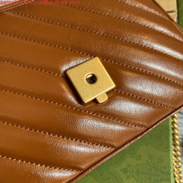 Replica Gucci 583571 GG Marmont Multicolour mini top handle bag Brown 8