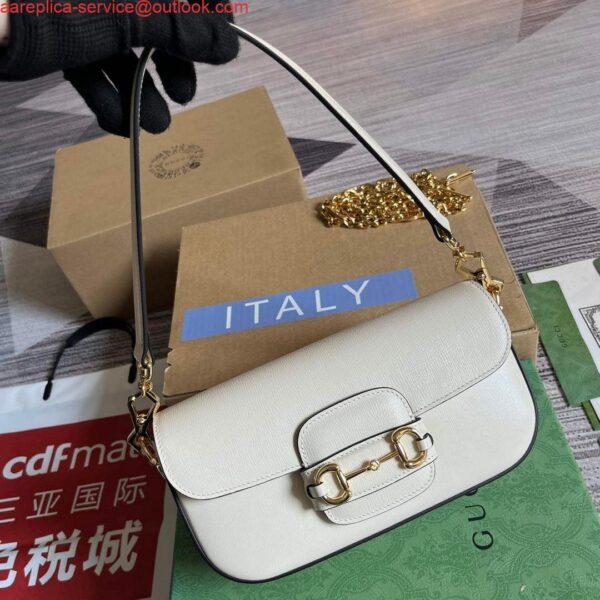 Replica Gucci 735178 Gucci Horsebit 1955 small shoulder bag White 5