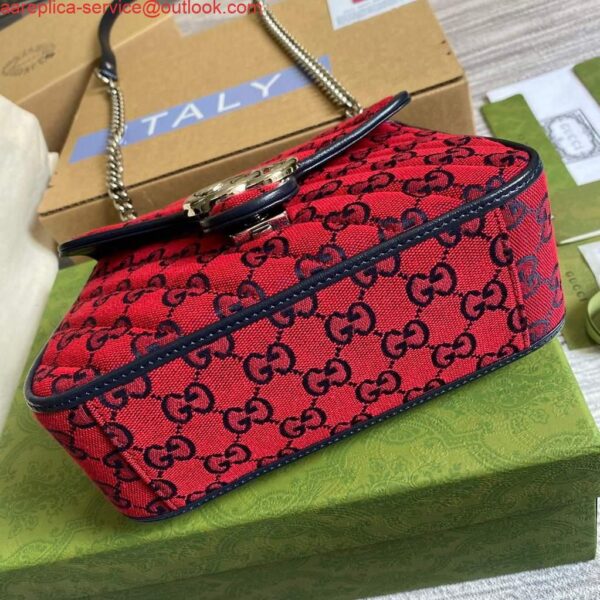 Replica Gucci 583571 GG Marmont Multicolour mini top handle bag Red 5