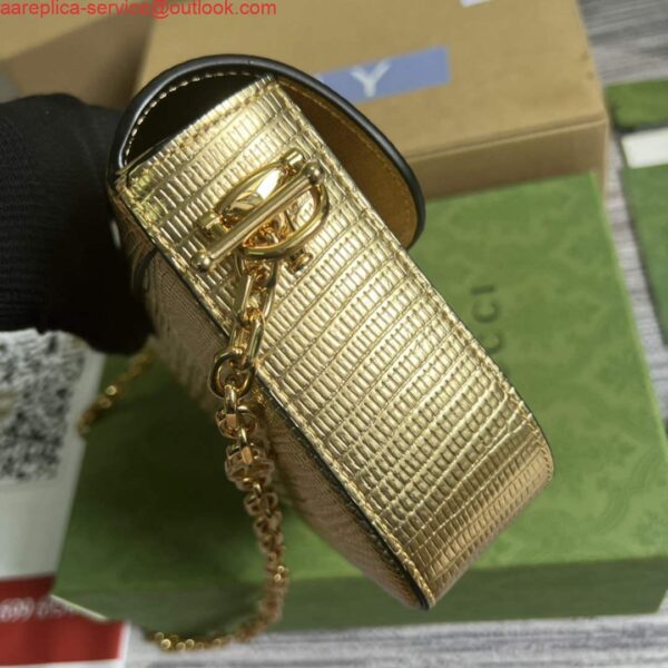 Replica Gucci Horsebit 1955 lizard mini bag 675801 gold leather 4