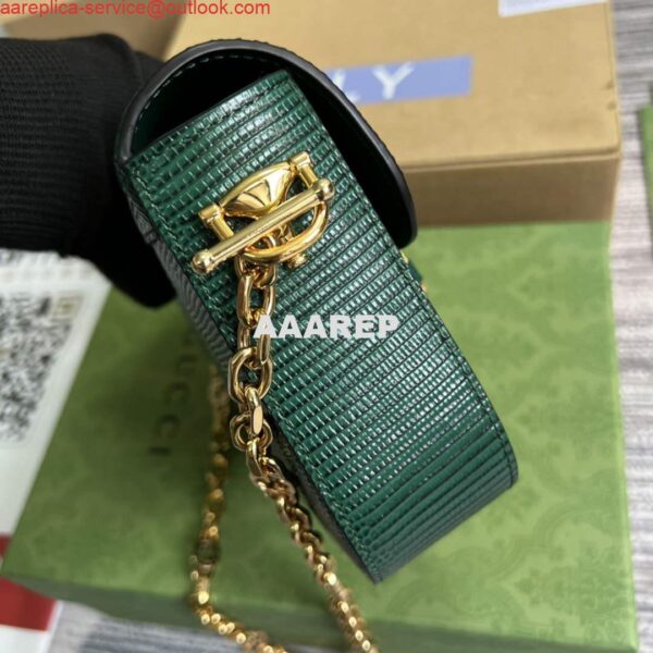 Replica Gucci Horsebit 1955 lizard mini bag 675801 green leather 2