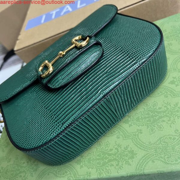 Replica Gucci Horsebit 1955 lizard mini bag 675801 green leather 7