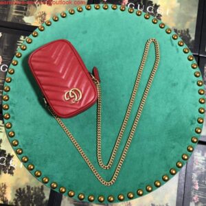 Replica Gucci 598597 GG Marmont mini bag Red 2