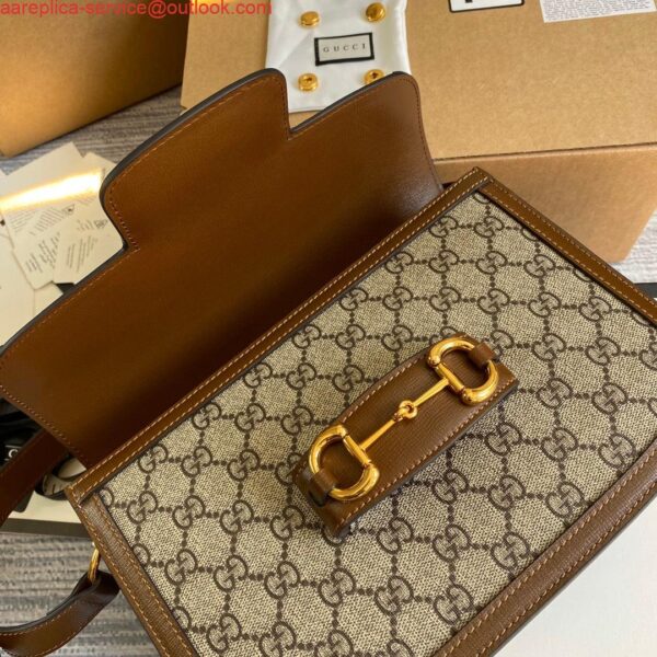 Replica Gucci Horsebit 1955 shoulder bag 602204 Beige with brown leather 4