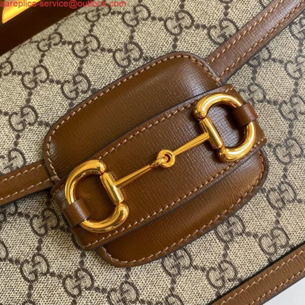 Replica Gucci Horsebit 1955 shoulder bag 602204 Beige with brown leather 7