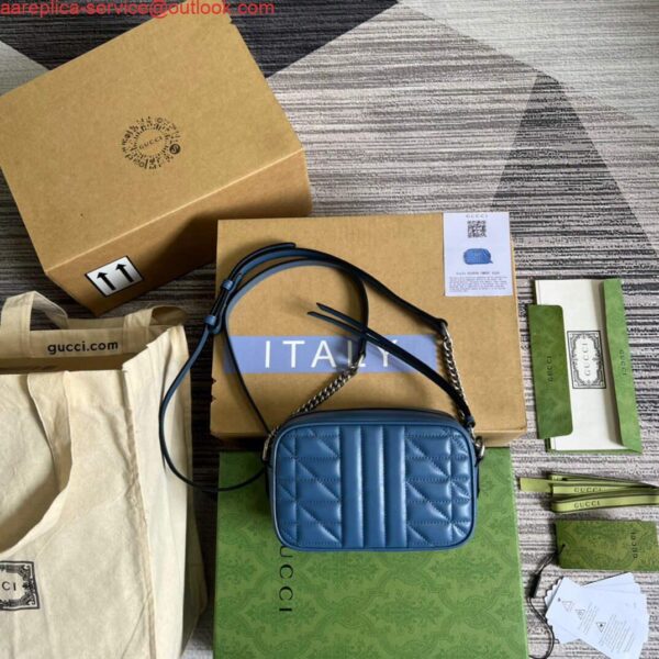 Replica Gucci 634936 GG Marmont Mini Shoulder Bag Blue 3