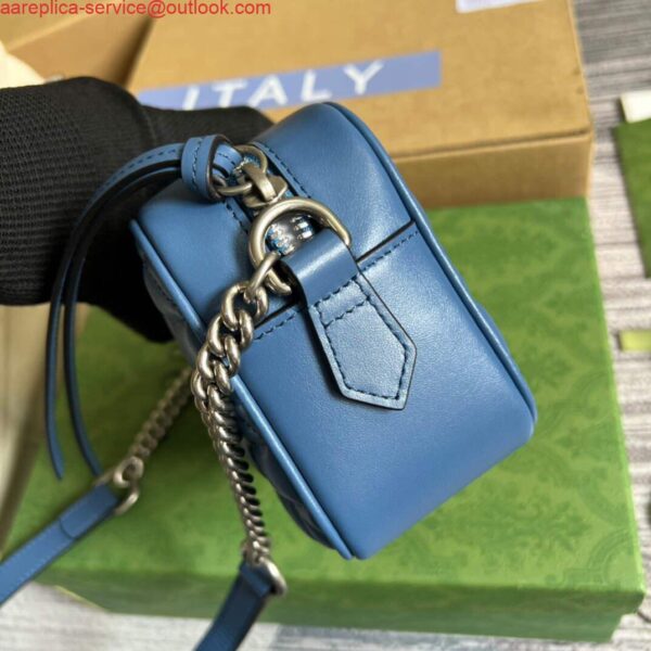 Replica Gucci 634936 GG Marmont Mini Shoulder Bag Blue 4