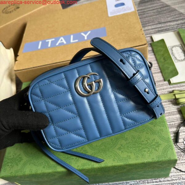 Replica Gucci 634936 GG Marmont Mini Shoulder Bag Blue 5