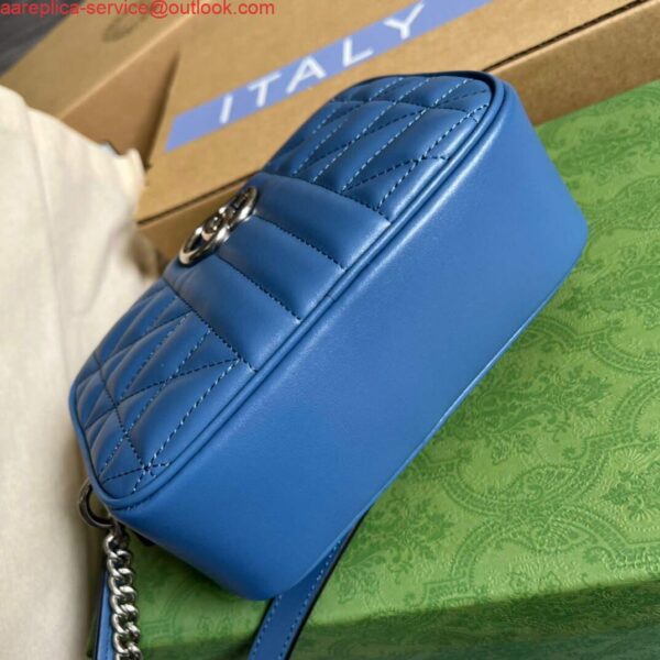 Replica Gucci 634936 GG Marmont Mini Shoulder Bag Blue 7