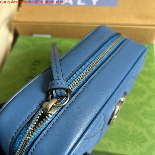 Replica Gucci 634936 GG Marmont Mini Shoulder Bag Blue 8