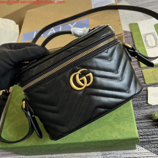 Replica Gucci 672253 GG Marmont Mini Bag Black 5