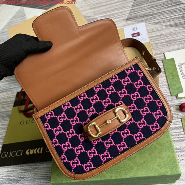 Replica Gucci Horsebit 1955 shoulder bag 602204 plum with brown leather 6