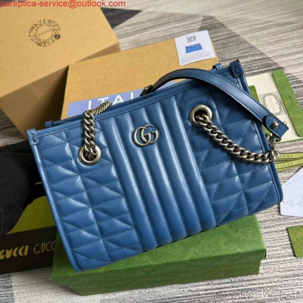 Replica Gucci 681483 GG Marmont small tote bag Blue 4