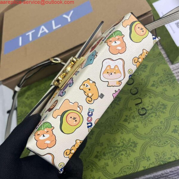 Replica Gucci 652683 Padlock Mini Bag White leather animal print 7