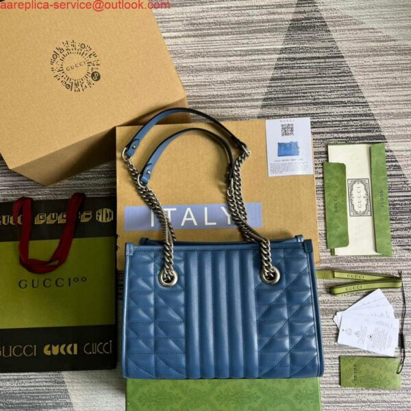 Replica Gucci 681483 GG Marmont small tote bag Blue 10