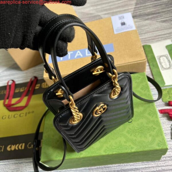 Replica Gucci 696123 GG Marmont Matelassé Mini Bag Black 6