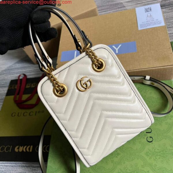 Replica Gucci 696123 GG Marmont Matelassé Mini Bag White 5