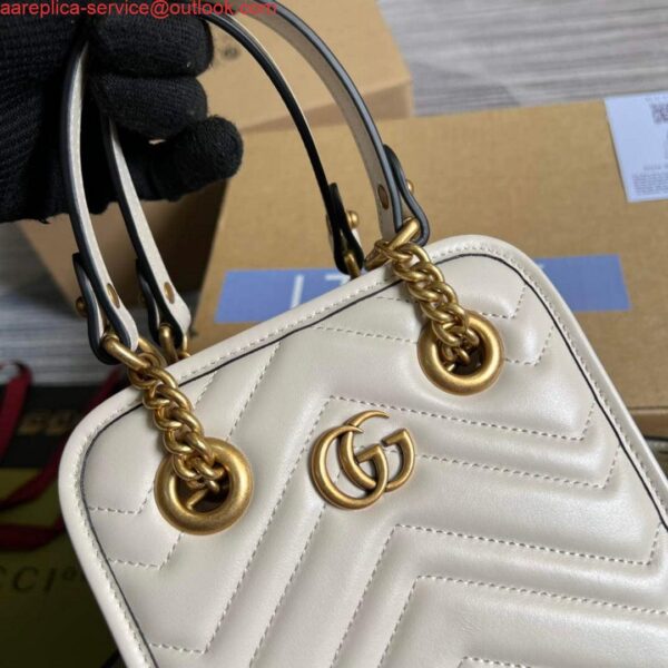 Replica Gucci 696123 GG Marmont Matelassé Mini Bag White 7