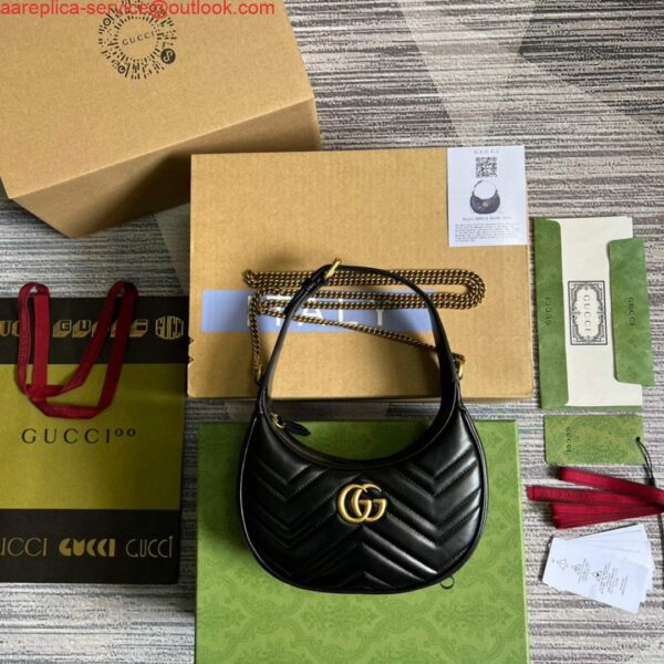 Replica Gucci 699514 GG Marmont half-moon-shaped mini bag Black 3