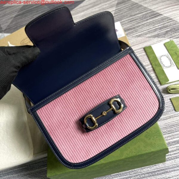 Replica Gucci Horsebit 1955 small bag 602204 Pink corduroy 8