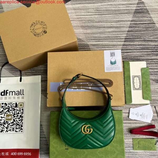 Replica Gucci 699514 GG Marmont half-moon-shaped mini bag Green 3