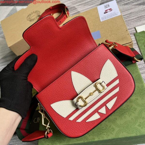 Replica Adidas x Gucci 658574 Horsebit 1955 mini bag red and white leather 8