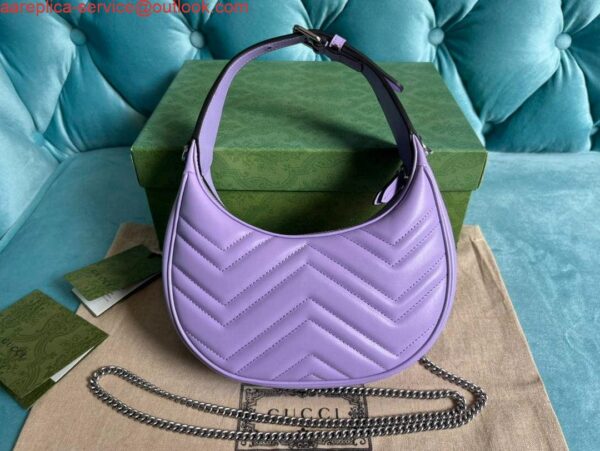 Replica Gucci 699514 GG Marmont half-moon-shaped mini bag Lilac purple 3