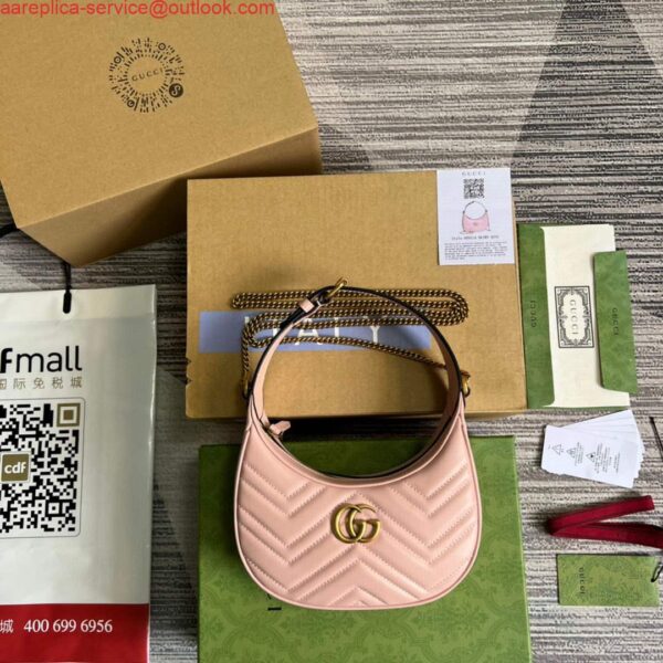 Replica Gucci 699514 GG Marmont half-moon-shaped mini bag Pink 3