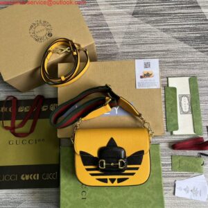 Replica Adidas x Gucci 658574 Horsebit 1955 mini bag Yellow and black leather